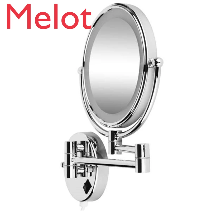 

8 Inch LED Wall Mirror Bright Magnifying Extension Folding Double Faced with Normal and Magnifying x 5 360 Degree Rota Mirrors