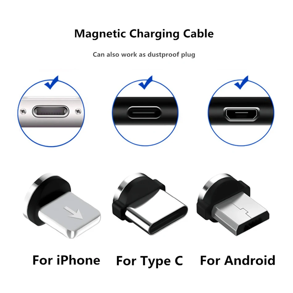 Металлический магнитный кабель штекер типа C Micro USB C вилки Быстрая зарядка Адаптерный магнит зарядное устройство разъем для iPhone XS samsung huawei Xiaomi
