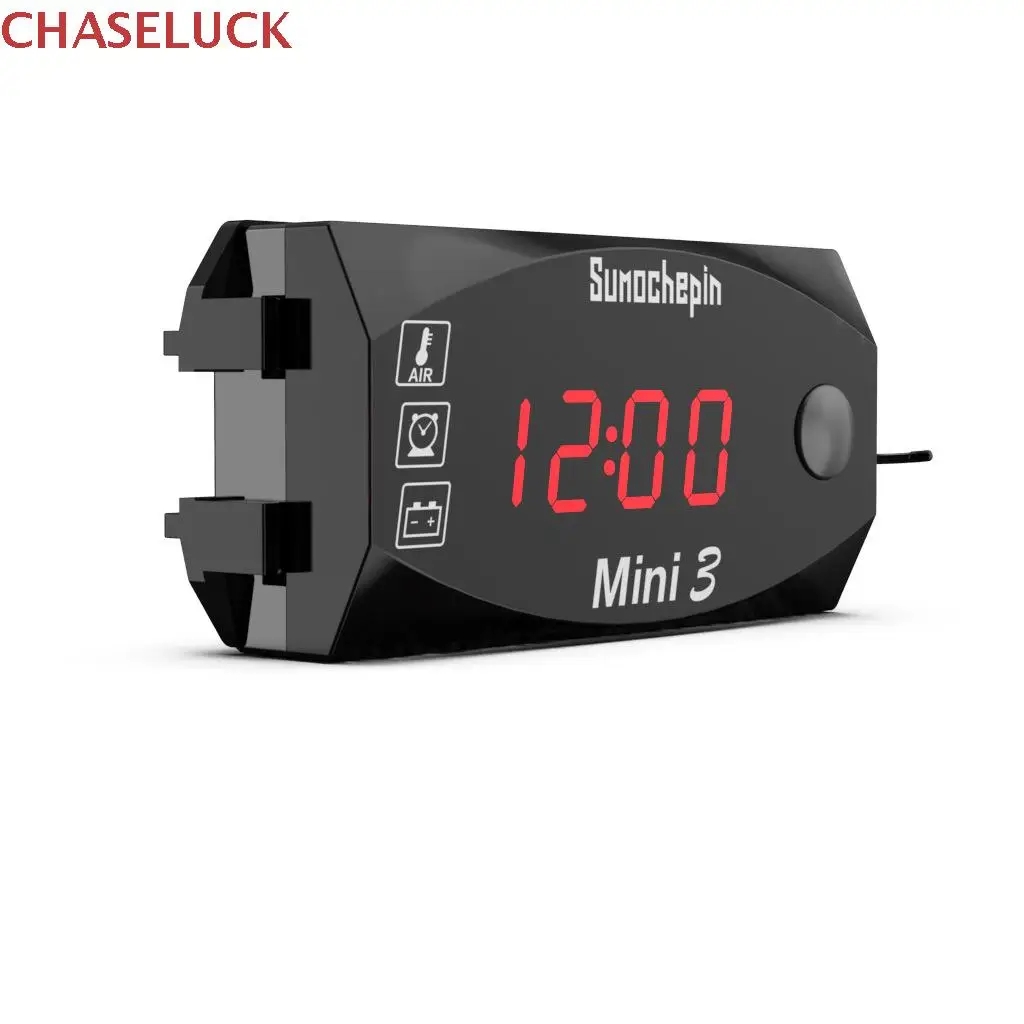 

Mini LED Digital Voltmeter Clock Indicator Thermometer Display Gauge Ammeter 3 in 1 Panel 12V Motorcycles Scooter Accessories