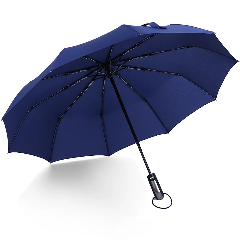 Автоматический зонт складной Открытый Большой ветрозащитный мужской и женский зонт и не боится ветра и защищает от солнца Многофункциональный зонт - Цвет: Navy blue automatic