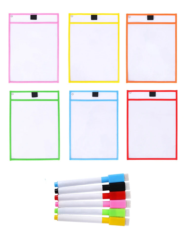 6 Sets Transparent Dry Brush Bag Can Be Reused With PVC PET Writing Dry Wipe Bag Drawing Toy For Kids Children Adult GYH 3