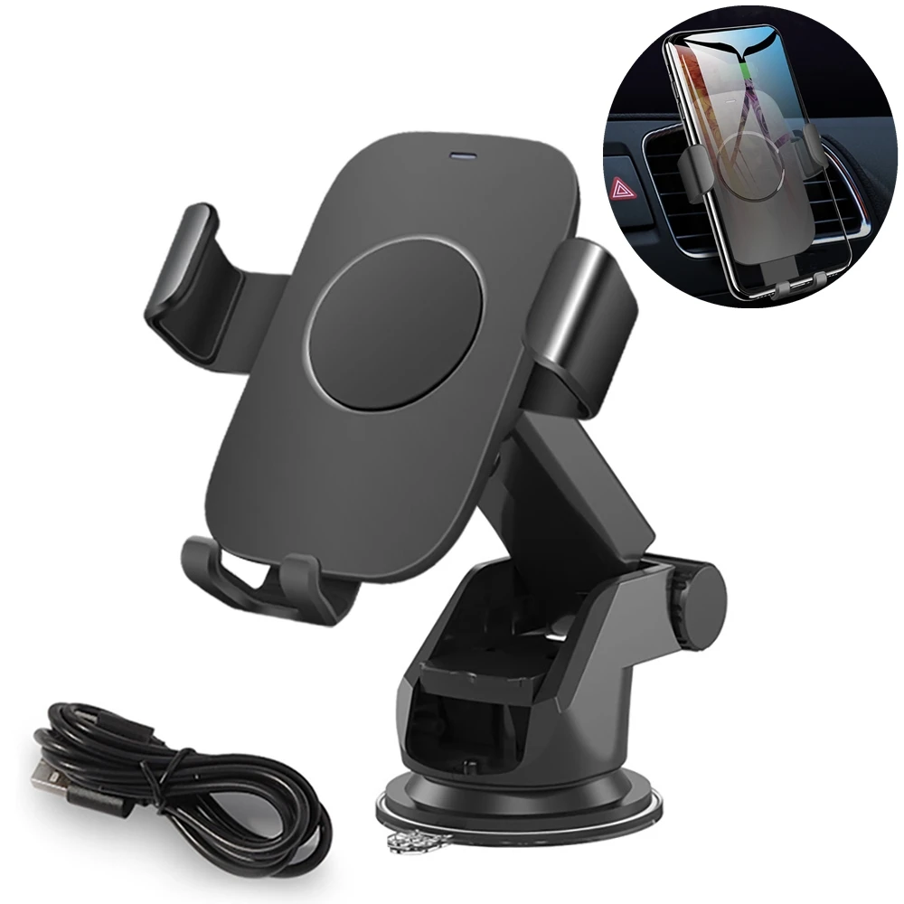 Черный DCAE 10W Car Mount Wireless Charger for Samsung S10 S9 Note 10 9 8 QI Fast Charging Car Phone Holder for iPhone 11 Pro XS XR X 8 - Цвет: Черный
