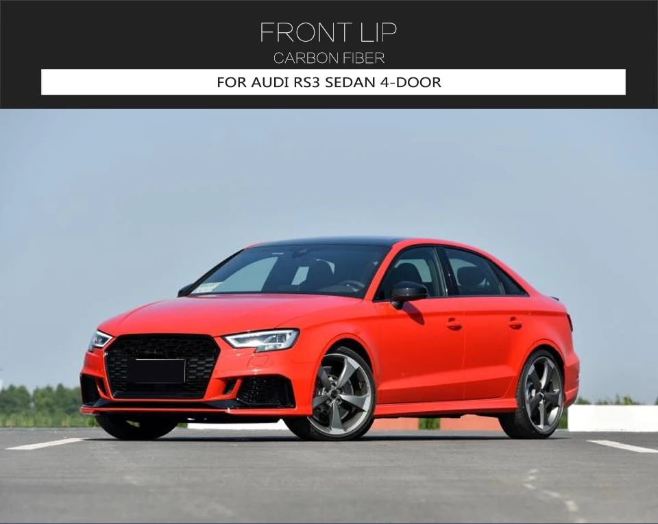 RS3 передний бампер спойлер для Audi RS3 Sedan- углеродное волокно автомобиля передний губы разветвители спойлер фартук протектор