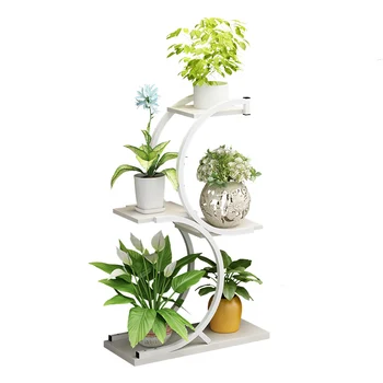 

Galvanized steel frame balcony floor type multi-layer flower shelf environmental protection board living room iron art b