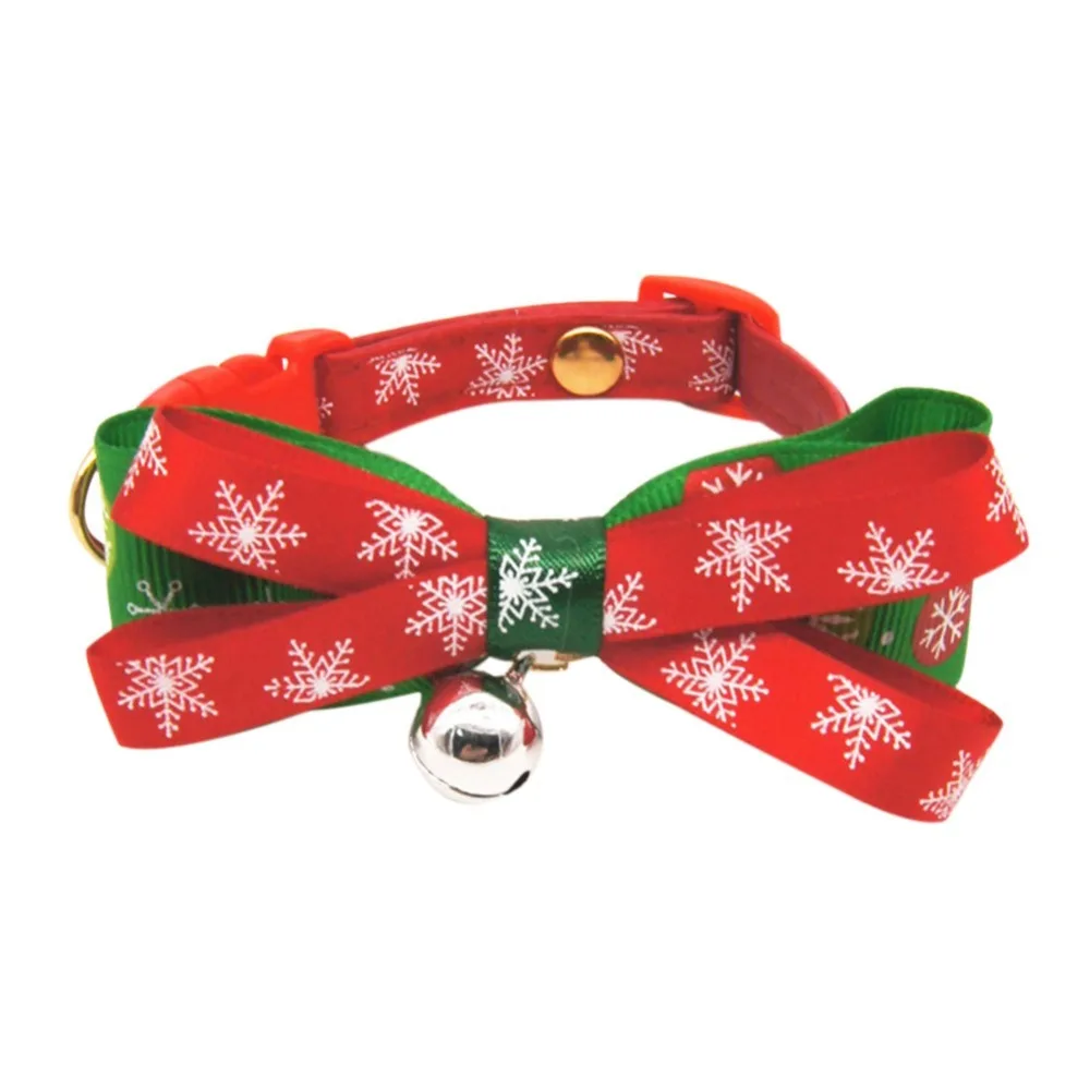 BM0725Christmas украшение для домашних животных ошейник для собак кошек с бантом и колокольчиком S/M подходит для домашних животных всех размеров