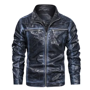 

KIMSERE Men's Fashion Leather Biker Jackets And Coats Spring Autumn PU Motorcycle Jacket Outerwear For Man Stand Collar S-XXXL