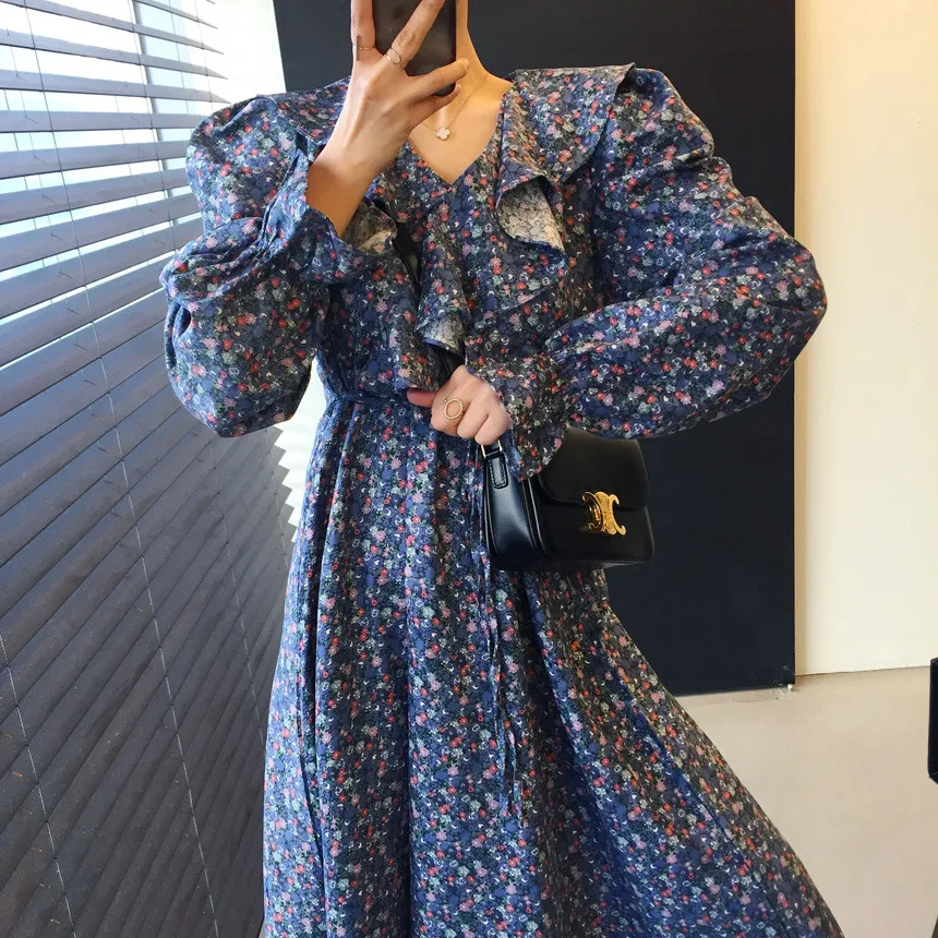 Винтажный шик платье с оборками элегантное расклешенными рукавами повседневные