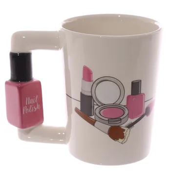 

Creative Ceramic Mugs Girl Tools Beauty Kit Specials Nail Polish Handle Tea Coffee Mug Cup Personalized Mugs for women Gift