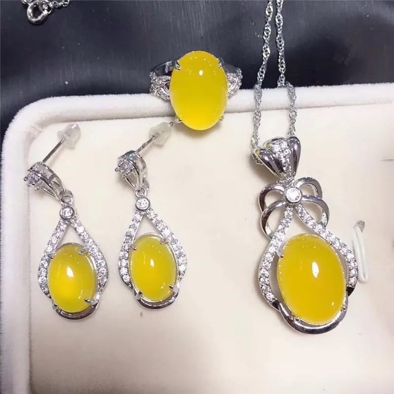 LETSFUN Fine Jewelry 925 Серебряный инкрустированный натуральный нефрит драгоценный камень кулон ожерелье кольцо браслет набор несколько стилей подарки