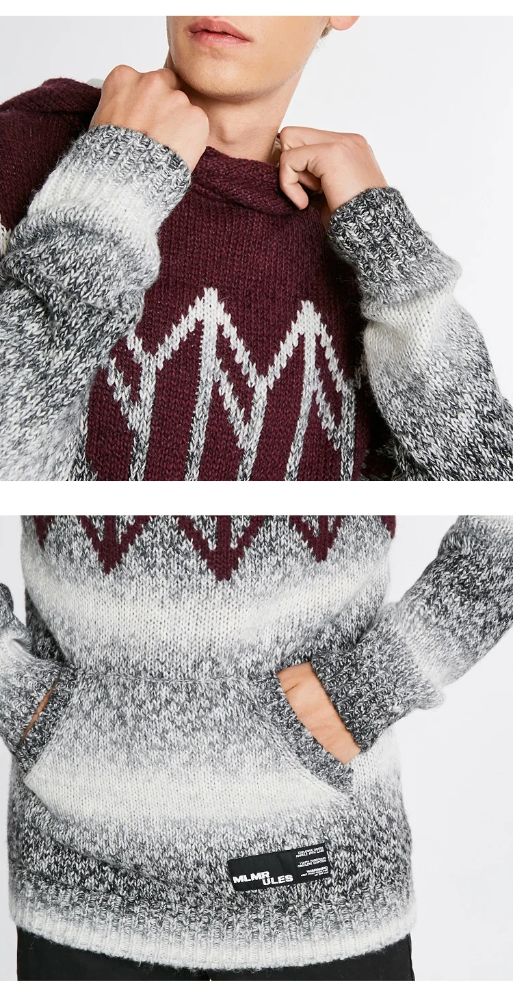 JackJones мужской свитер с капюшоном шерстяной пуловер Топ Мужская одежда 218425527