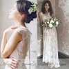 Mryarce Vintage Lace Bohemian Wedding Dresses Keyhole Back bOHO Bridal Dress With Cap Sleeves robe de mariage 5
