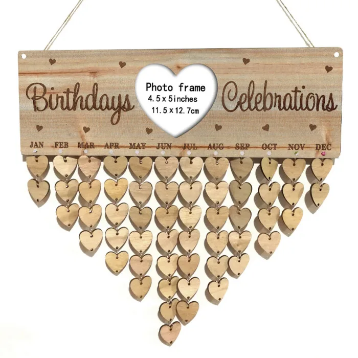 Hot Wood Birthday Reminder Board Birch Plaque DIY Calendar Special Dates Planner Board Decor PLD