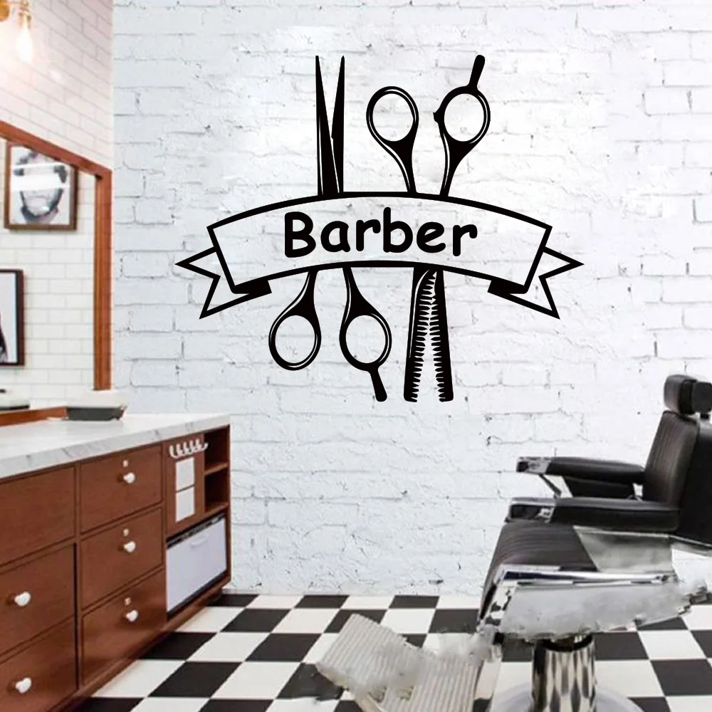 Новое поступление, украшение для парикмахерской, наклейки на стену, логотип парикмахерской, виниловые наклейки на стены для парикмахерской, аксессуары для декора