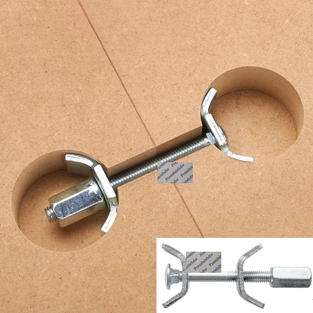 10Pcs Countertop Benchtop Joiner Joint Connector M6 Thread Bolt Half Moon Shaped Bracket Dog Bone Fastener