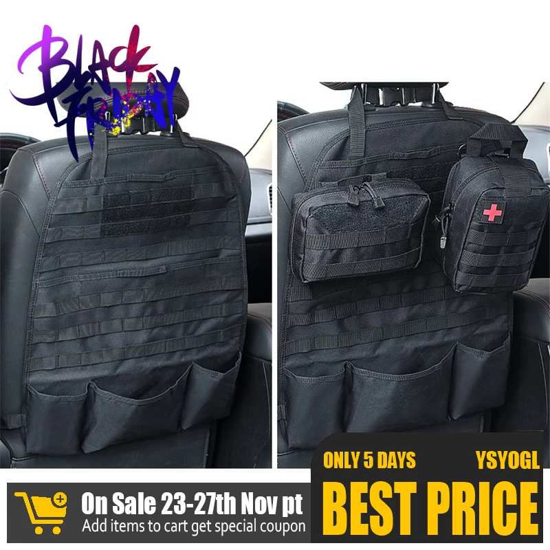 2020New Universal Car Seat Back Bag Tactical Molle Car Seat Organizer Storage Nylon Seat Organizer Protector Auto Accessories