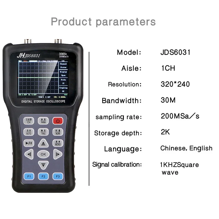 JDS6031 Ручной осциллограф 1CH 30 м 200MSa/S с USB зарядное устройство зонд кабель набор осциллограф