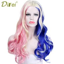 DIFEI 2" Синтетические парики синий и розовый Омбре длинные волнистые волосы парик для черных/белых женщин косплей/вечерние парики