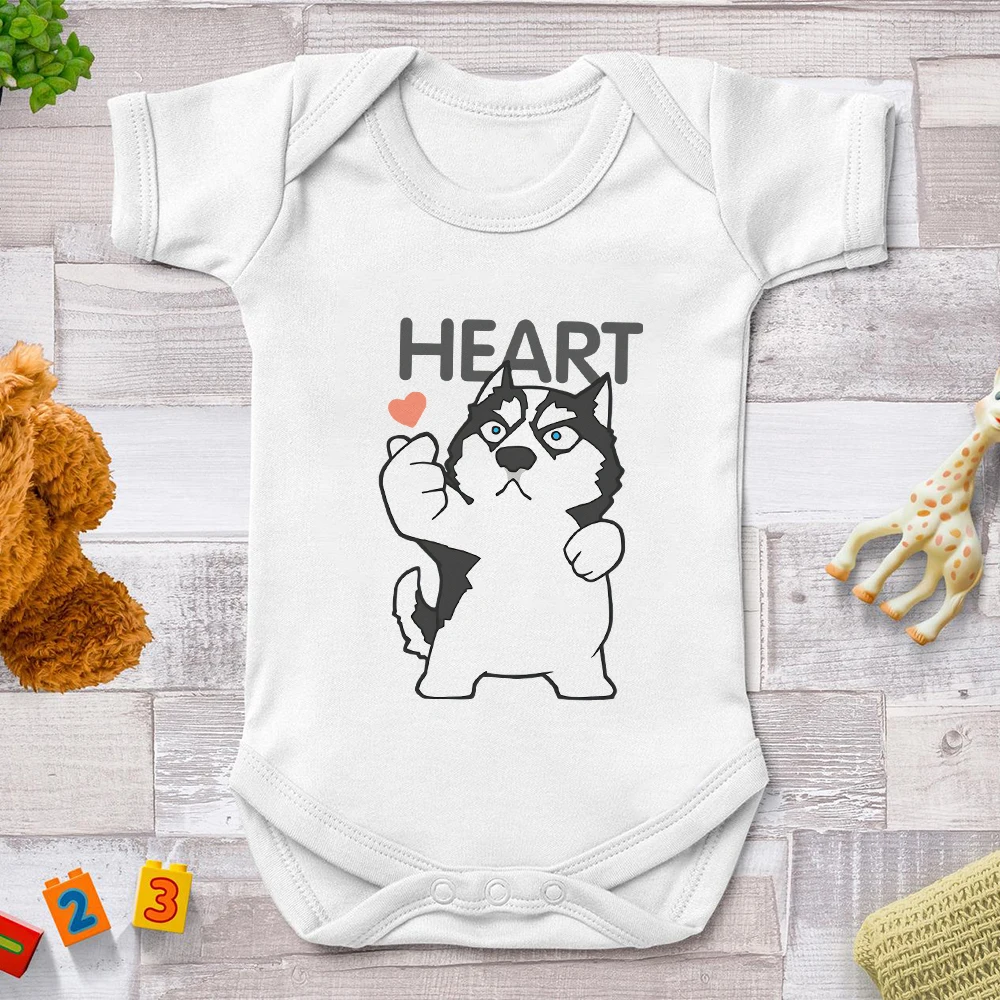 

Fashion Summer Baby Girls Boy Clothes Funny Cute Husky Than heart Print Harajuku One-Pieces Toddler Romper Ropa De Bebe