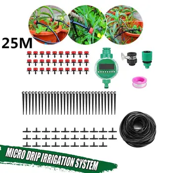 

25M Automatic Water Timer Valve Smart Controller Garden Watering Electrinic Micro Drip Irrigation System With Adjustable Dripper