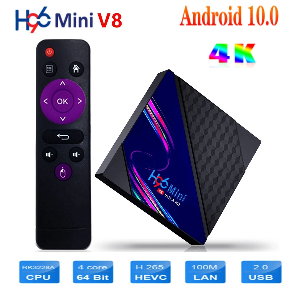 Android 10.0 TV BOX H96 MINI V8 RK3228A Quad Core 2GB 16GB 2.4Ghz Wifi Media Player Youtube TV Receiver H96MINI Android TV BOX