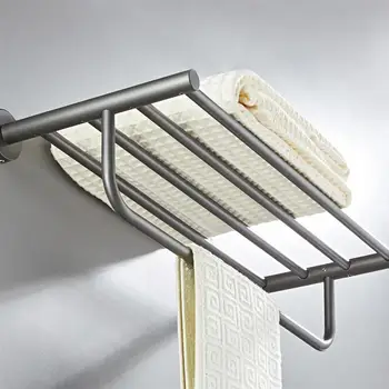 

1 Set Towel Racks Wall-Mounted Towel Storage Holder Household Towel Organizer Dark Grey With Screw Accessories