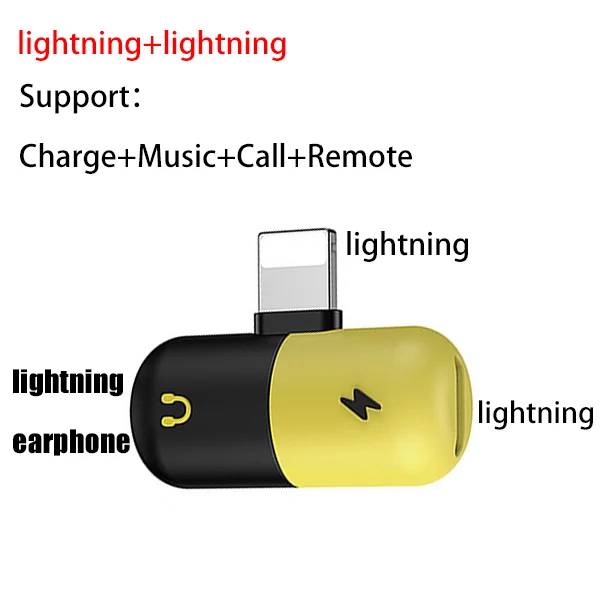 

Pill 2 In 1 Adapter For Apple Lightning iPhone 7 8 Plus X Xr XS Max Converter For Lighting Charging 3.5mm Music Earphone Jack