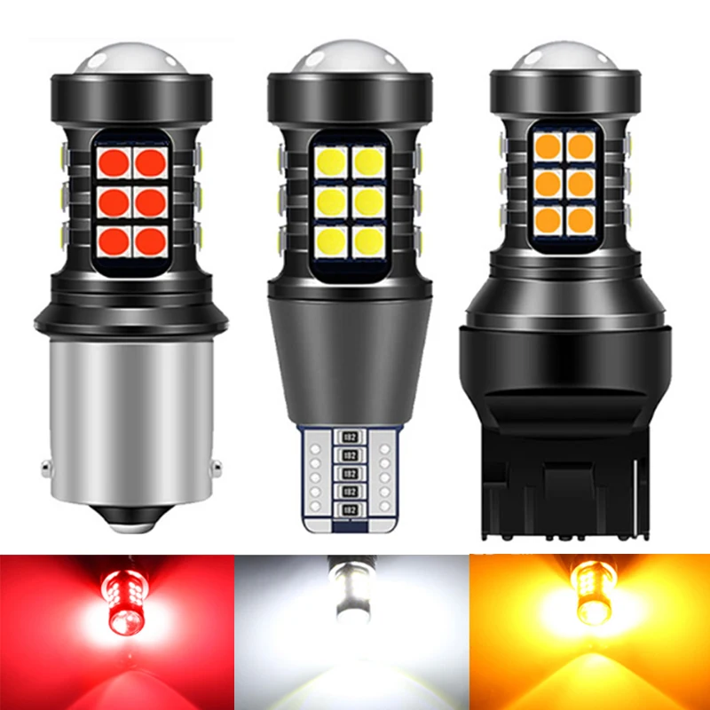 

10 шт. S25 1156 BA15S 1157 BAY15D T15 T20 7443 Автомобильные светодиодные дневные ходовые огни сигнал поворота автомобильный фонарь заднего хода стоп-сигнал 27SMD 3030 DC12V