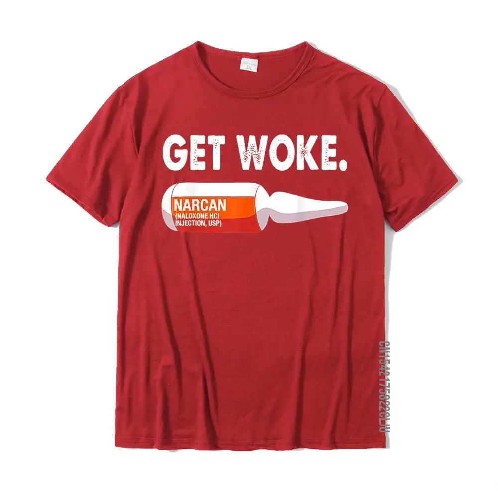 Hip hop Get Woke Narcan Drug T-Shirt__30653 Men Top T-shirts Oversized Autumn Round Collar 100% Cotton Fabric T Shirt T Shirt Get Woke Narcan Drug T-Shirt__30653 red