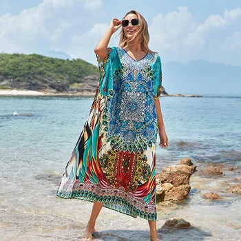 

One-Piece Dress Swimwear Beach 2020 Bath Cover-Ups New 4 Way Pop Up Print Robe Sun Suit Swimsuit Cover With Acetate Sierra