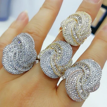 

missvikki Luxury Crossover Bold Statement Rings with Zirconia Stones 2020 Women Wedding Engagement Party Jewelry High Quality