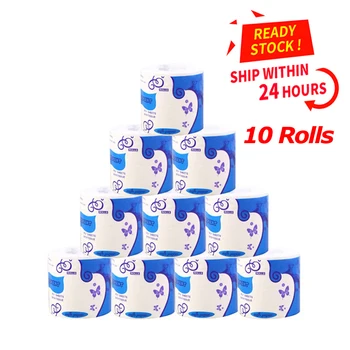 

10 Rolls Toilet Paper Bulk Tissue Soft White 3 Ply For Bathroom Kitchen Household Living Room Disposable Practical Rolling Paper