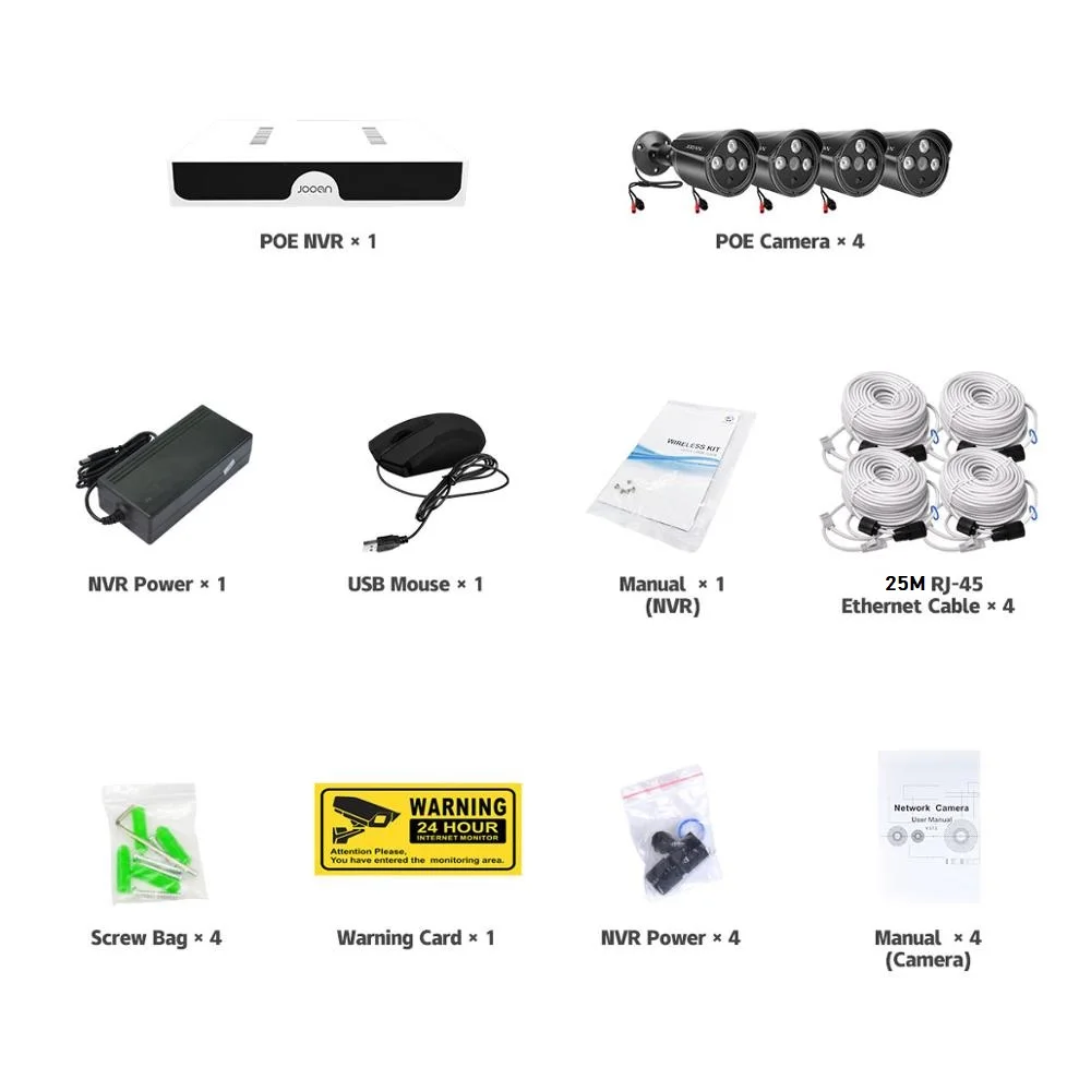 H.265 4MP POE Система безопасности комплект ip камера ИК Открытый водонепроницаемый CCTV