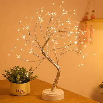 

108 LED Table Lamp Mini Christmas Tree Night Light USB Battery Power Home Decor Fairy Lights for Bedroom Indoor Holiday Lighting