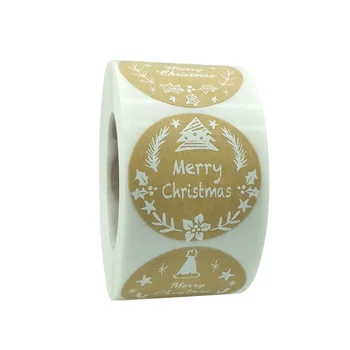 

500pcs Kraft Stickers Christmas Gift Decoration Sticker for Package Stationery Stickers Festival Decorations Seal Labels