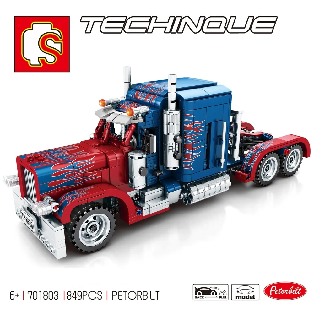 

Sembo Technic series 701803 Peterbilt 389 849PCS Legoing Heavy Container Trucks model building blocks Classic toys for Child