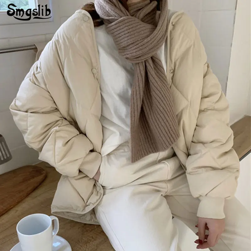

2019 Winter Fashion Outwear Casual Jackets Solid Tops All-Match Simple Fresh Stylish Warm Women Coat Loose Thicken