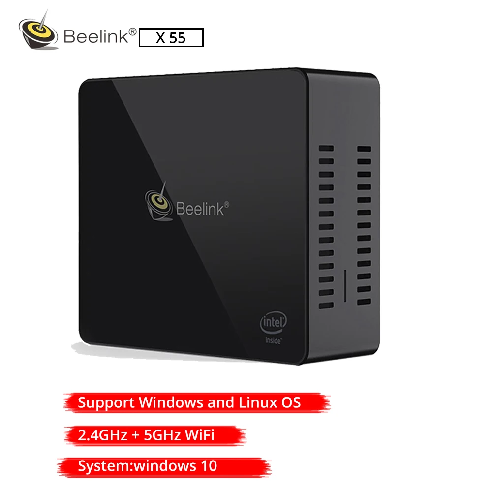 

[US Plug]Beelink Gemini X55 Mini PC J5005 Windows10 8GB LPDDR4 128/256/512GB WIFI 2*HDMI BT4.0 Support Windows and Linux