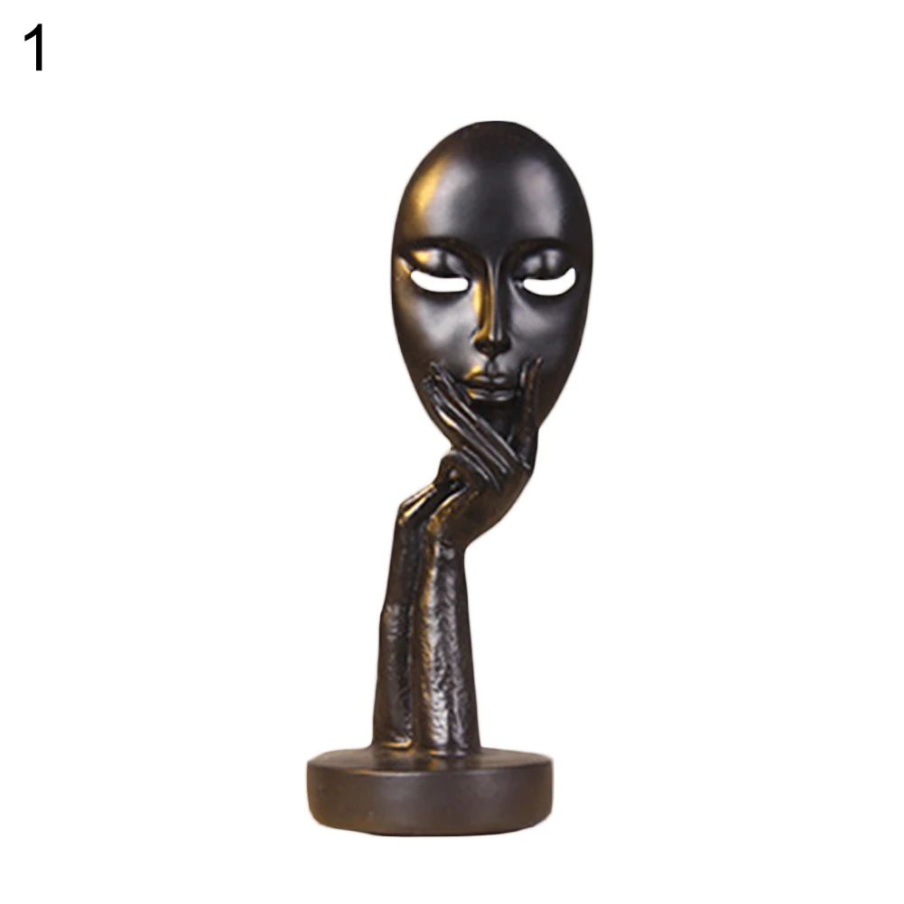 Абстрактные статуи человека в виде лица для украшения каучуковые скульптуры Искусство ремесло рабочего стола офиса домашнего декора подарок скульптура персонажа - Цвет: Black S