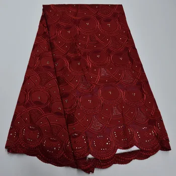 

Swiss Voile Lace In Switzerland 100% Cotton Nigerian Lace Fabric High Quality African Fabrics Embroidered Lace With Stones FR5-2