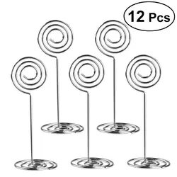 Soporte de fotos de 12 piezas, soportes de números de mesa, Clips de menú de papel para colocar para boda (Plata)