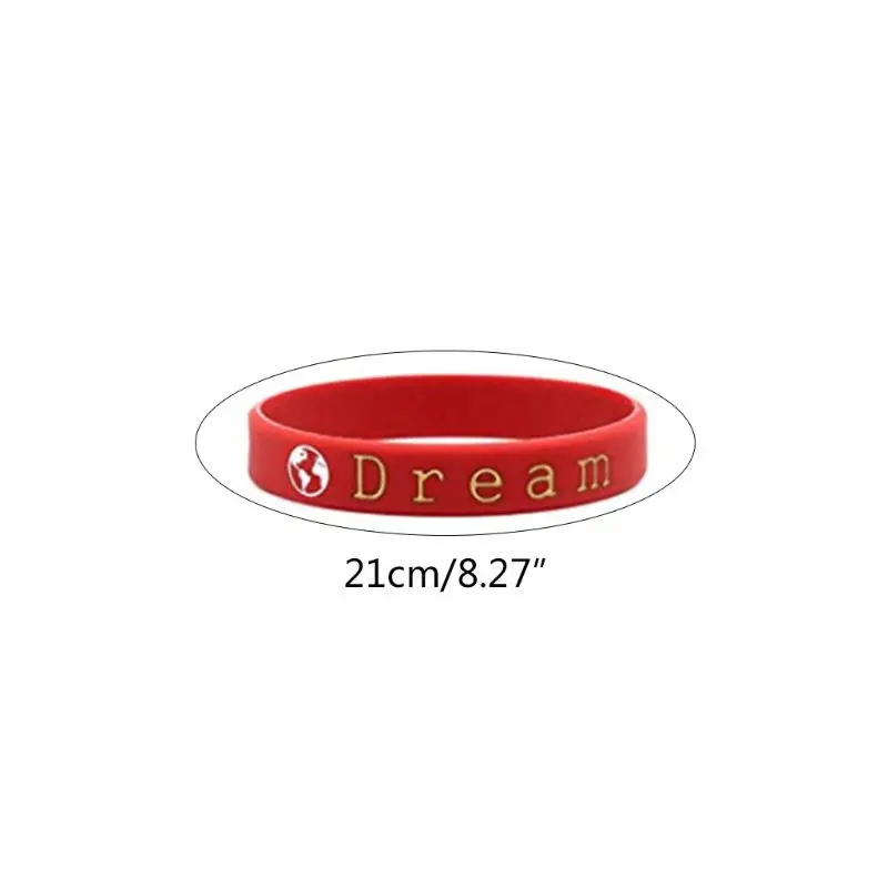Motivational Silicone Rubber Wristbands Inspirational Bracelet Dream Courage Strength Believe Faith Hope Bangle Gift