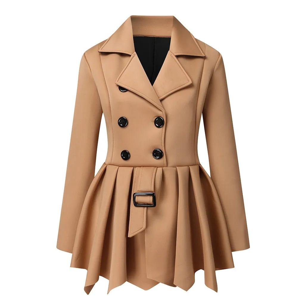 Женское шерстяное пальто, женское теплое двубортное пальто, куртка с отворотом, зимняя короткая верхняя одежда, женские шерстяные пальто