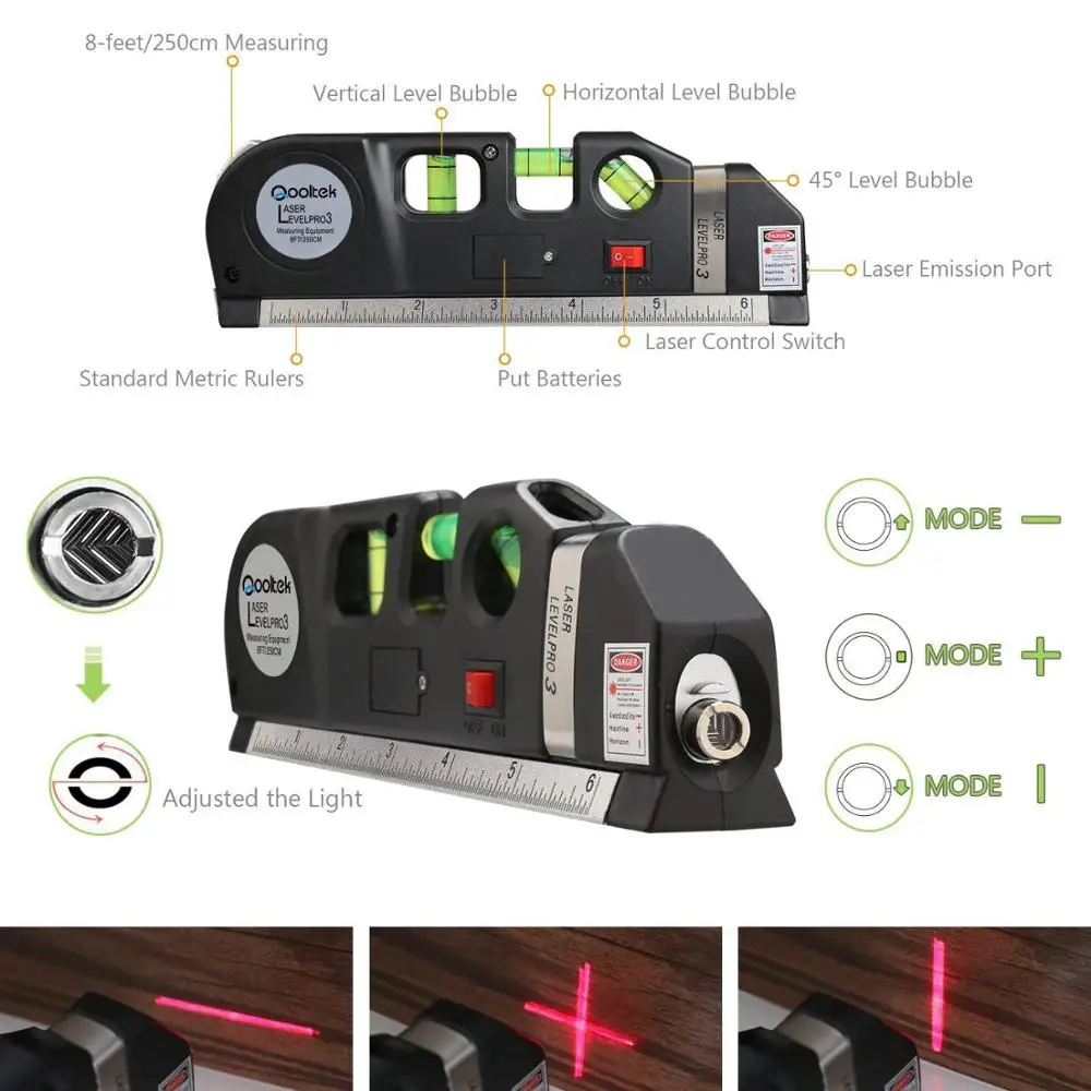 

Lasers level levelling 3 Lines nivel laser profissional Horizon vertical 5.5m ruler Multipurpose Measure level-lv03 Laser Level