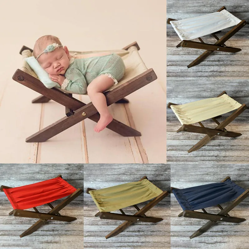 Newborn Baby Photography Props Deck Chair Multifunctional Wooden Photo Shooting Chair Infant Photo F