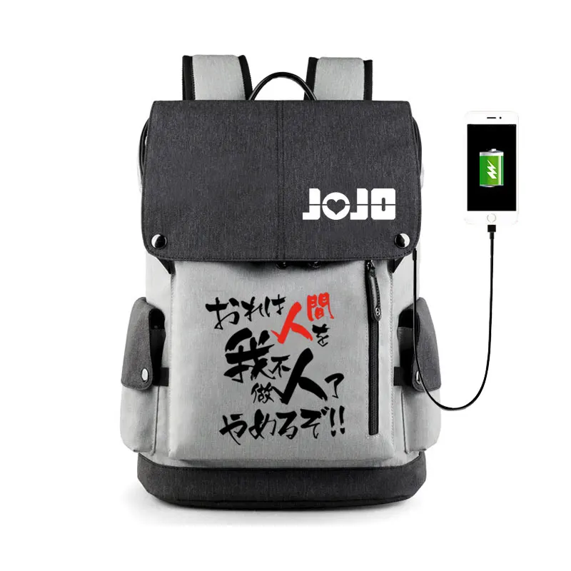 Аниме JOJO причудливый Adventrue рюкзак сумки shudent школьный нейлон путешествия USB сумка для ноутбука - Цвет: 02