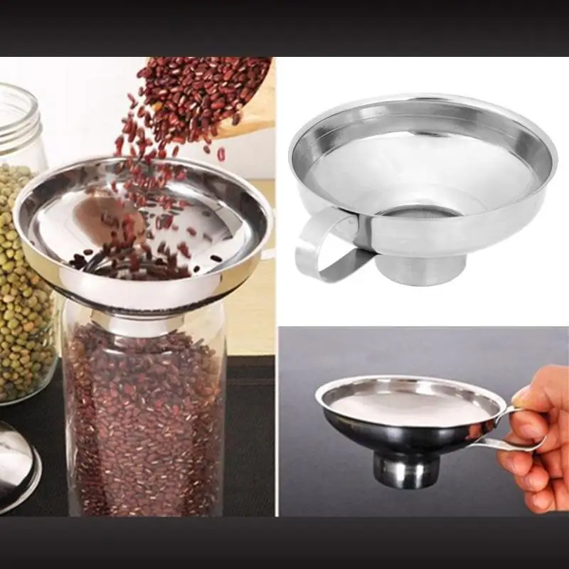 

Stainless Steel Wide Mouth Funnel Canning Hopper Filter Food Pickles Jam Canning Funnel Salad Dressing Funnel Oil Leak
