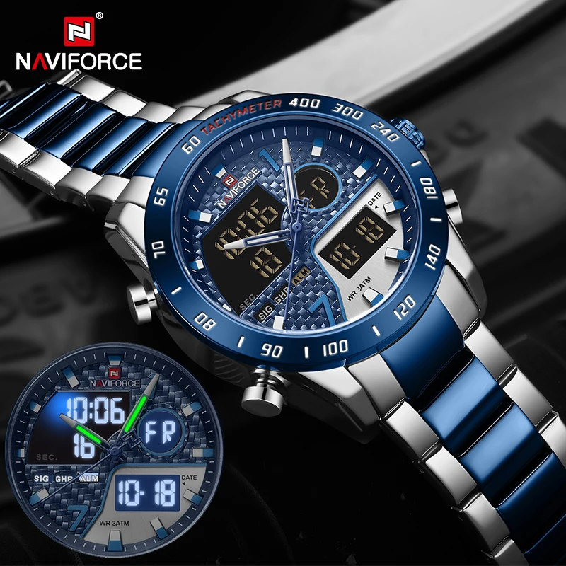 

NAVIFORCE Men's Watch 2020 Luxury Military LED Digital Sport Dual Display Wristwatches Men Waterproof Analog Clock Reloj Hombre