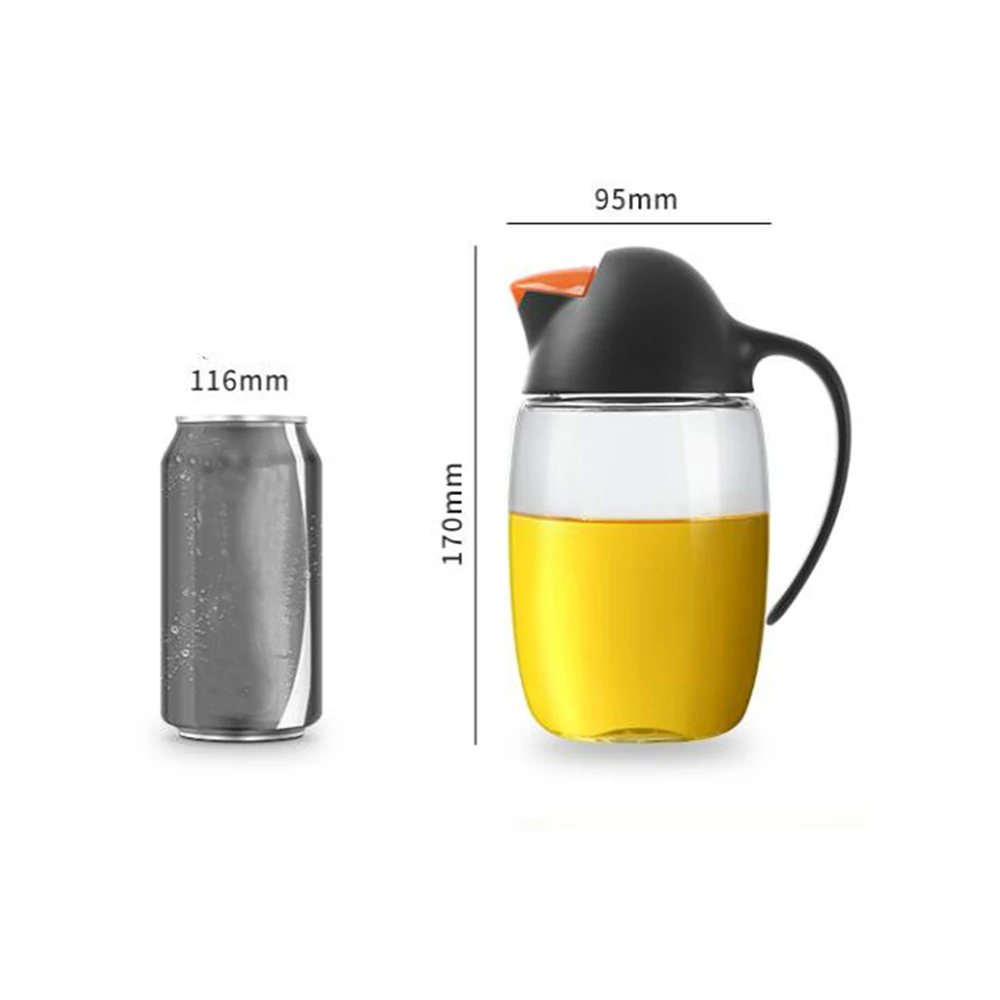 

620ML Automatic Oil Pot Glass PP Stainless steel Kitchen Tool Exquisitely Leak Proof Unbreakable Dispenser Vinegar Pourer Bottle