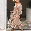 TEELYNN MAXI boho floral print dress 2022 vintage rayon V-neck flare long sleeve women dresses beach bohemia loose dresses robe ► Photo 3/6