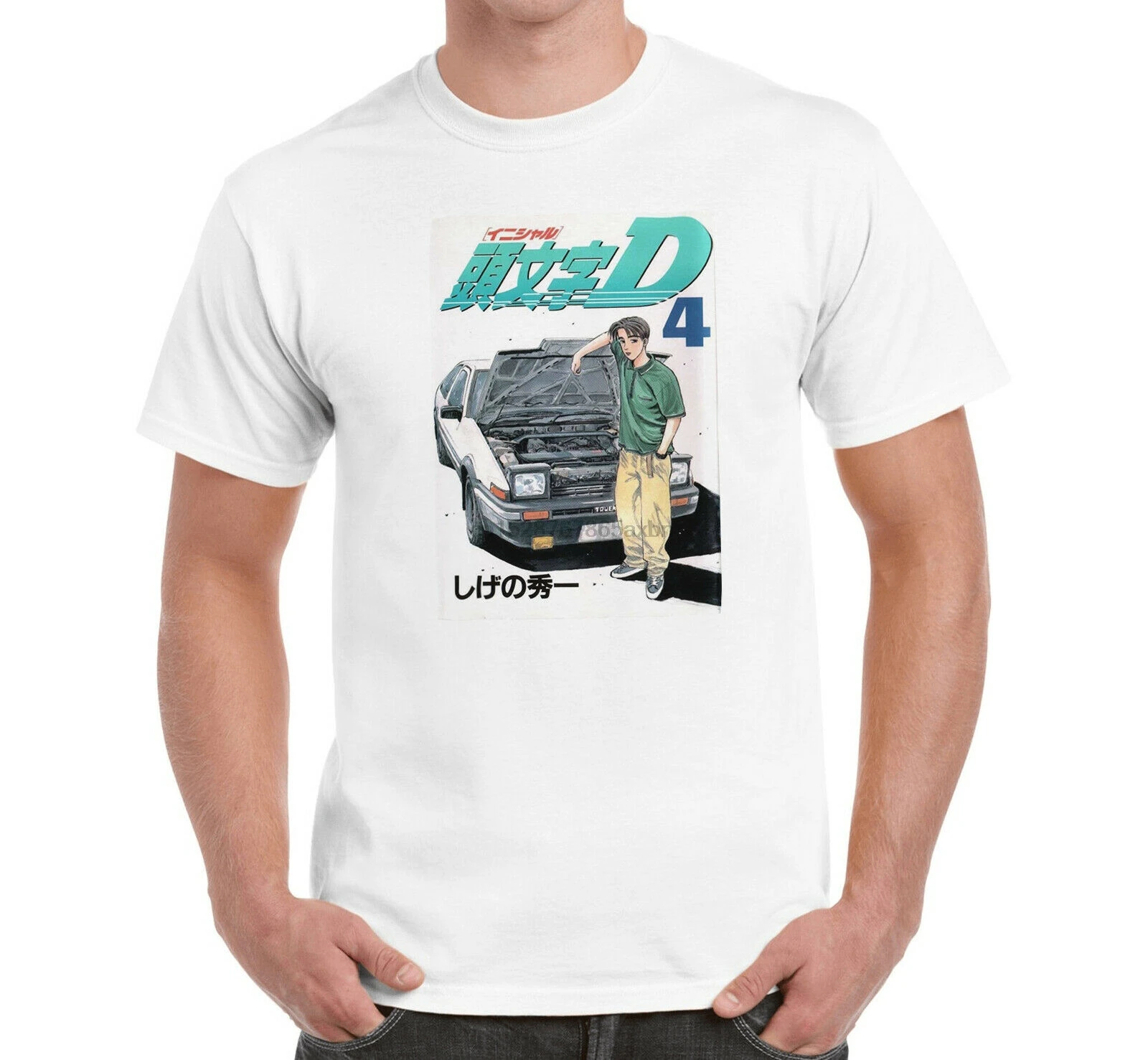 Initial D Аниме Манга покрытие автомобиля японский печатный хлопок мужская футболка